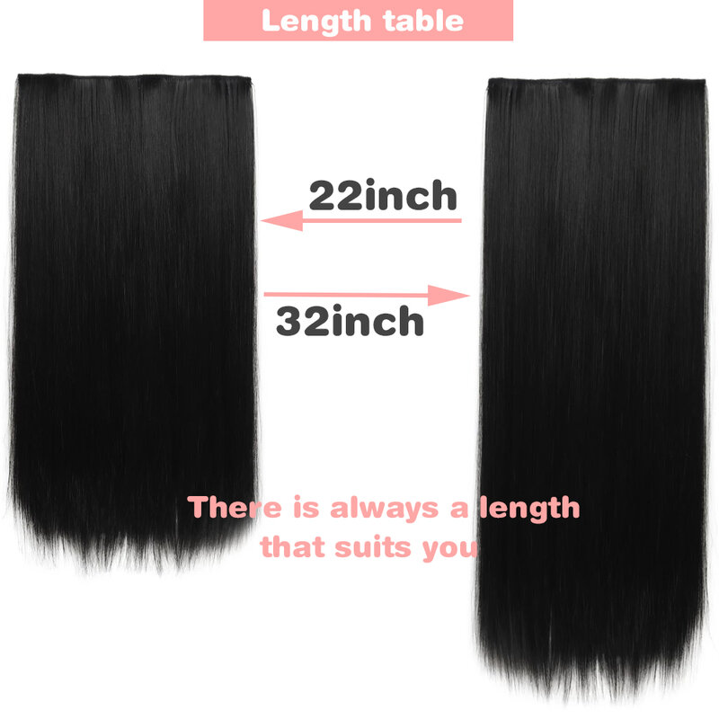 وصلات شعر اصطناعية من ميريزيهير 32 بوصة قطعة واحدة 5 مشابك طويلة مستقيمة درجة حرارة عالية من الألياف أسود بني