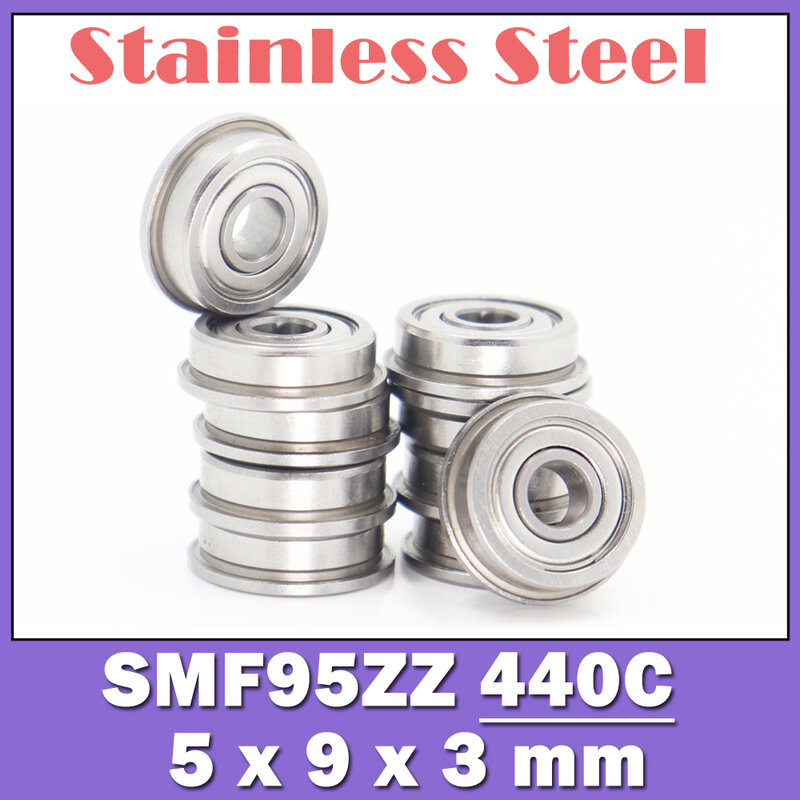 SMF95ZZ شفة تحمل 5*9*3 مم (10 قطعة) مزدوجة محمية الفولاذ المقاوم للصدأ شفة SMF95 ZZ الكرات SMF95Z MF95 DDLF-950ZZ