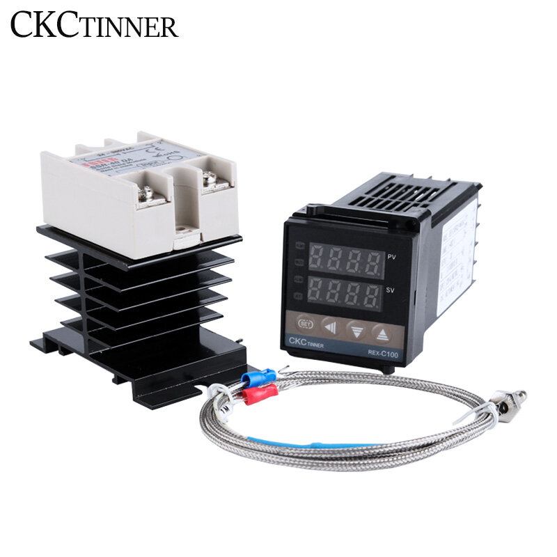 REX-C100 الرقمية RKC PID أداة تحكم في درجة الحرارة بالترموستات REX-C100 الرقمية/40A SSR التتابع/K الحرارية التحقيق/بالوعة الحرارة