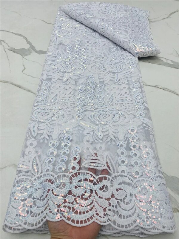 قماش دانتيل مزين بالترتر PGC لفستان الزفاف النيجيري ، أبيض ، أفريقي ، فرنسي ، تول ، مادة دانتيل ، جودة عالية ،