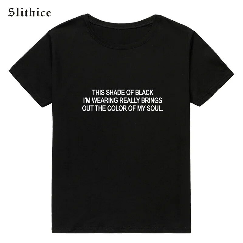 Slithice تي شيرت على طراز هاراجوكو توب قصير الأكمام رسالة قمصان مطبوعة محب نعرفكم عادية الصيف تي شيرت المرأة تيز أسود أبيض