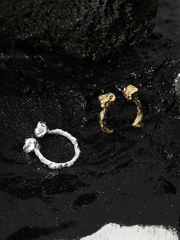 خاتم مفتوح من الفضة الإسترلينية عيار 925 من S'STEEL خاتم عظمة مزدوج الملمس هدية للسيدات خواتم ذهبية للحفلات مجوهرات راقية موضة 2021