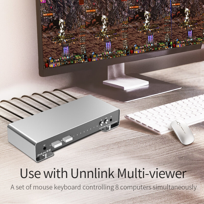 Unnlink USB 8 ميناء متزامن تحكم USB KM 1 مجموعة من لوحة المفاتيح الماوس التحكم 8 قطعة/الكمبيوتر/أجهزة الكمبيوتر المحمولة/الجداول لمحطة العمل