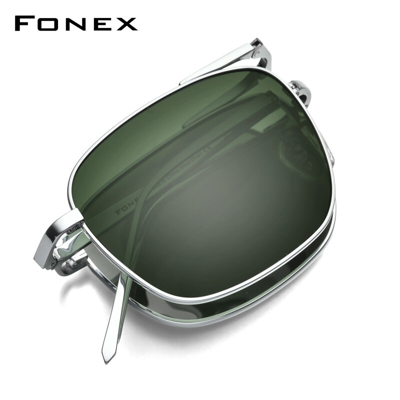 FONEX التيتانيوم النقي الاستقطاب النظارات الشمسية الرجال للطي الكلاسيكية مربع نظارات الشمس للرجال جديد جودة عالية الذكور ظلال 839