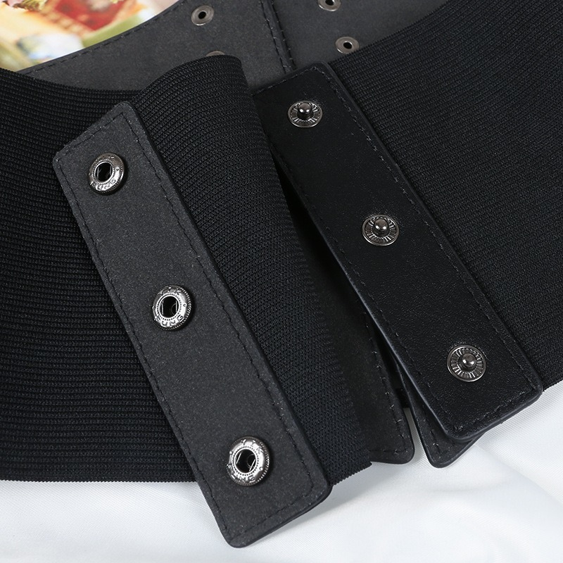 حزام مطاطي كبير من البولي يوريثان ، مشد أسود رفيع ، حزام خصر مع مشبك دبوس ، عصري للنساء