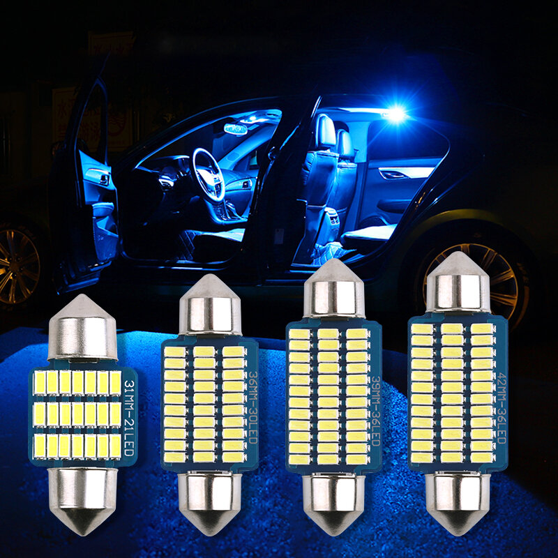 2 قطعة اكليل سيارة LED الداخلية القراءة ضوء 4000K الدافئة الأبيض 6000K C5W C10W 31 مللي متر 36 مللي متر 39 مللي متر 41 مللي متر السيارات غرفة السقف مصباح على شكل قبة 12V