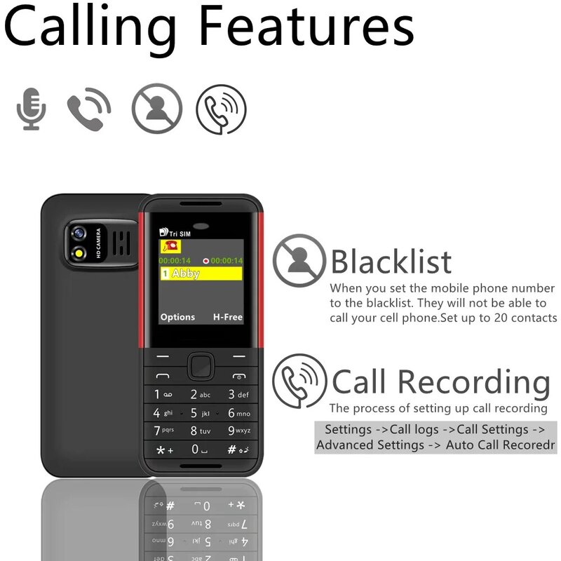سيرفو 3 بطاقة SIM 3 الاستعداد 1.3 "شاشة صغيرة صغيرة الهاتف المحمول السيارات دعوة مسجل بلوتوث الاتصال الهاتفي سرعة الاتصال ماجيك صوت الهاتف المحمول