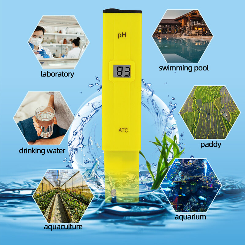 تحليل المياه الرقمية اختبار مقياس PH أدوات 0.0-14.0pH للأعتدة حوض السمك أكواريوم حمام سباحة مختبر المياه متوسط دي ph