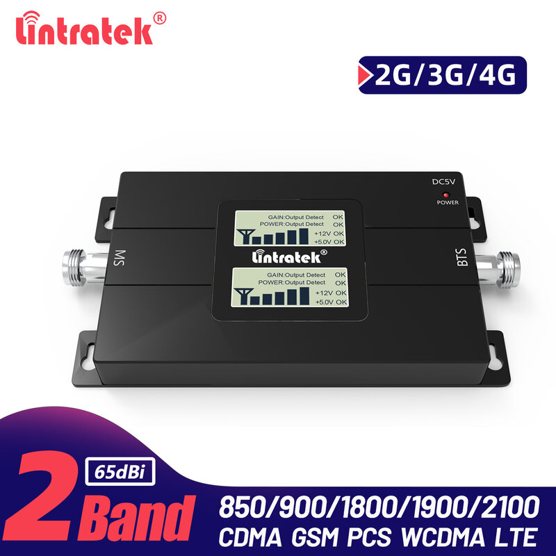 Lintratek 2G 4G ثنائي النطاق إشارة الداعم CDMA 850 قطعة 1900 GSM WCDMA 1800 2100 مكرر الهاتف المحمول الفرقة 2 مكبر للصوت الخلوي