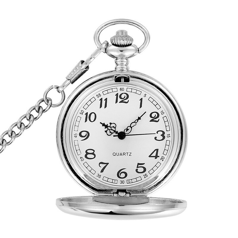 رائجة البيع كامل هنتر لون نقي ساعة جيب كوارتز Steampunk الأرقام العربية عرض ساعة تذكارية جيب فوب الساعات CF1003