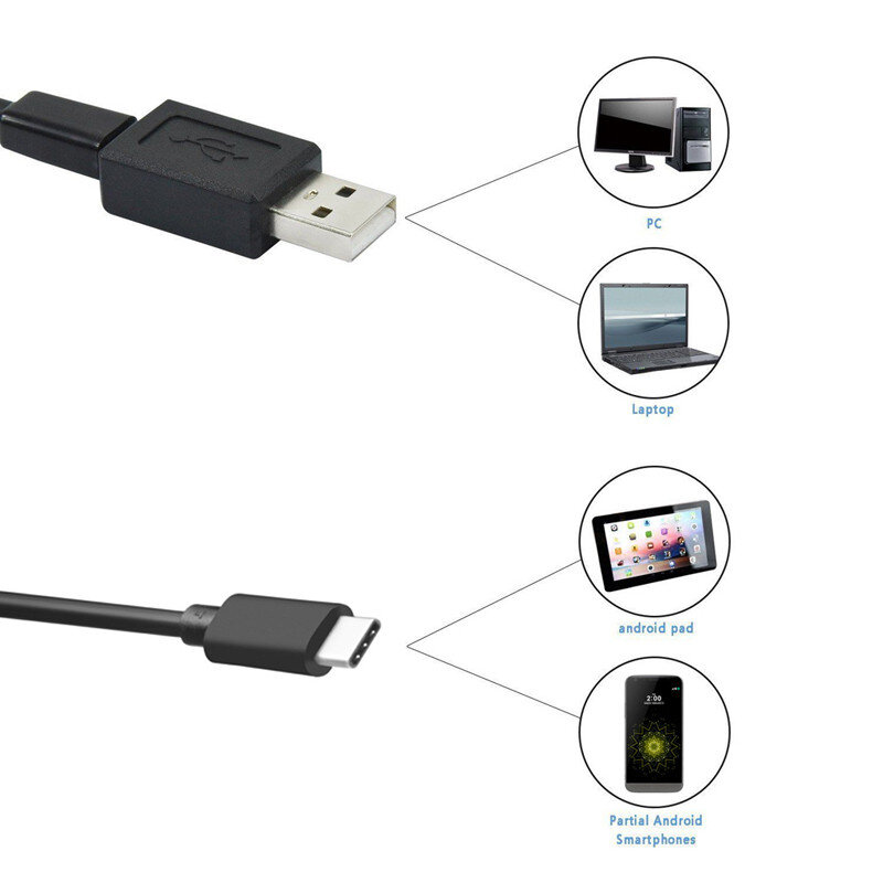 أحدث 7.0 مللي متر USB نوع-C المنظار كاميرا الروبوت PC 2m مرنة الأفعى التفتيش نطاق Borescope كاميرا مع 6 المصابيح قابل للتعديل