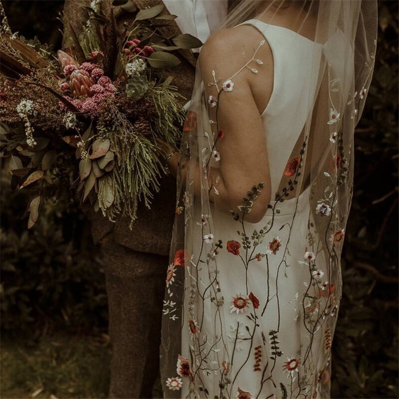 الزهور الزفاف الحجاب الزفاف مع مشط الزهور البرية الدانتيل سر حديقة الحجاب للعرائس الملونة إصبع الملحقات