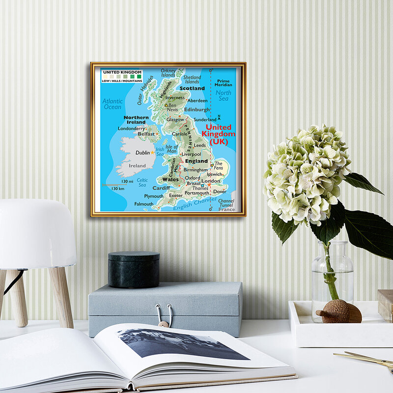 60*60 سنتيمتر المملكة المتحدة خريطة أوروجرافيك حائط لوح رسم ملصق فني الفصول الدراسية ديكور المنزل الأطفال اللوازم المدرسية