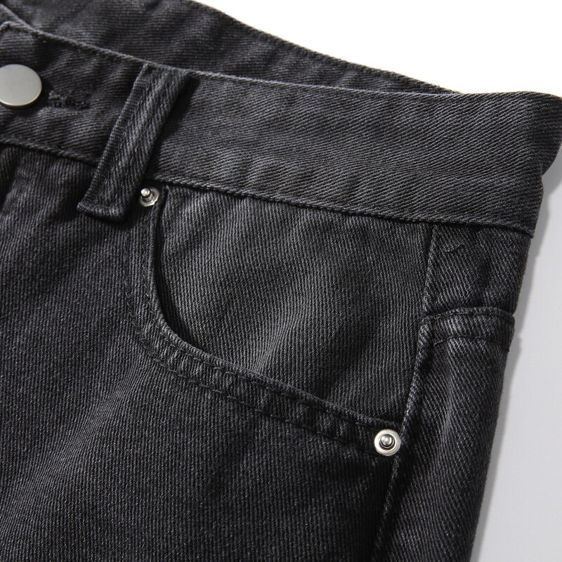 أسود ممزق عالية الخصر الجينز للنساء ملابس Vintage y2k موضة مستقيم سراويل جينز الشارع الشهير ثقب الهيب هوب بانت الجينز