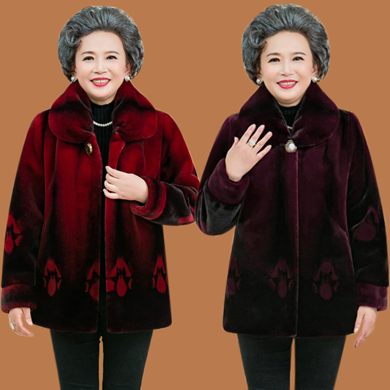 هاينينغ معطف الفرو النساء 2022 جديد منتصف العمر والمسنين الأمهات ارتداء تقليد المنك أفخم معطف سميك 6XL الدافئة سترة معطف الشتاء