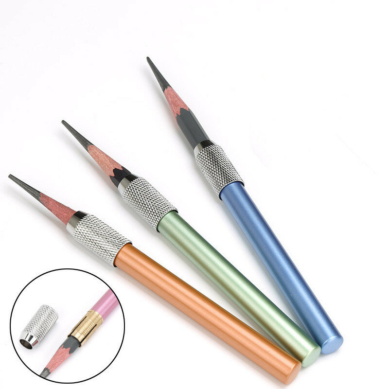 6 قطعة 6-color قلم رصاص معدني تمديد رسم قلم رصاص كم تمديد قلم رصاص موصل الألومنيوم قضيب تمديد قضيب