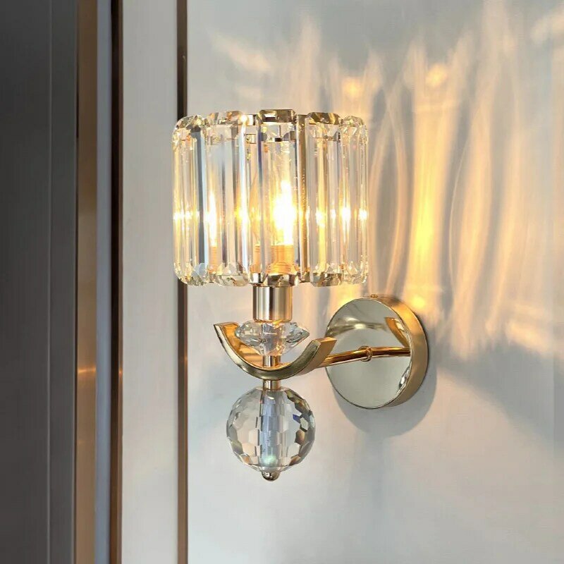 الحديثة كريستال الجدار أضواء الشمبانيا الذهب وحدة إضاءة Led جداريّة مصباح لغرفة المعيشة المنزل الدرج نوم أباجورة الشمال إضاءة داخلية