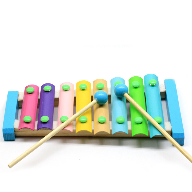 الموسيقى أداة لعبة خشبية إكسيليفون لعبة 8 مفاتيح المعكرون اللون الاطفال الموسيقى التعلم التعليمية لعب هدايا