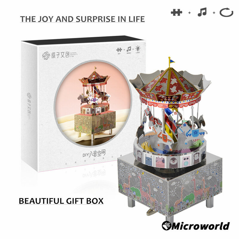 Microworld ثلاثية الأبعاد لغز معدني ألعاب الدورية صندوق تشغيل الموسيقى نموذج أطقم لتقوم بها بنفسك ألعاب رومانسية بانوراما هدايا عيد الميلاد للفتيات الكبار الطفل