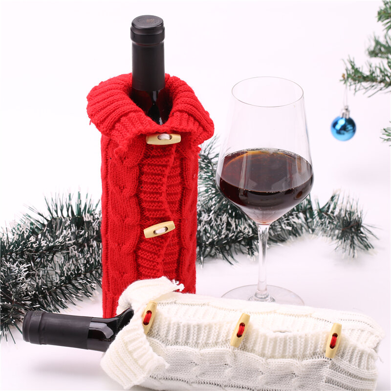 2020 داخلي زينة عيد الميلاد عشاء عيد الميلاد النبيذ اللباس دعوى زجاجة نبيذ حلية هدية الكريسماس