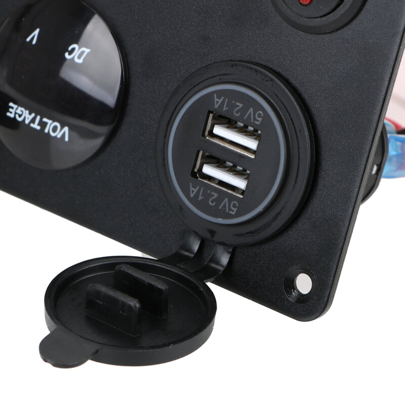 LEEPEE 12 فولت LED مقاوم للماء تبديل لوحة مفتاح متأرجح المزدوج منفذ USB المخرج مزيج الفولتميتر الرقمي للسيارة البحرية RV السفينة