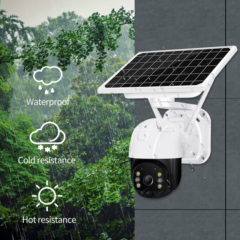 كاميرا تعمل بالطاقة الشمسية بالواي فاي وبطاقة SIM 4G بدقة 5 ميجابكسل كاميرا تعمل بالواي فاي للكشف عن البير في الهواء الطلق وخاصية الكشف عن الصوت بشكل بشري كاميرا مراقبة ببطارية CCTV تعمل لاسلكيًا مع إمكانية الرؤية الليلية