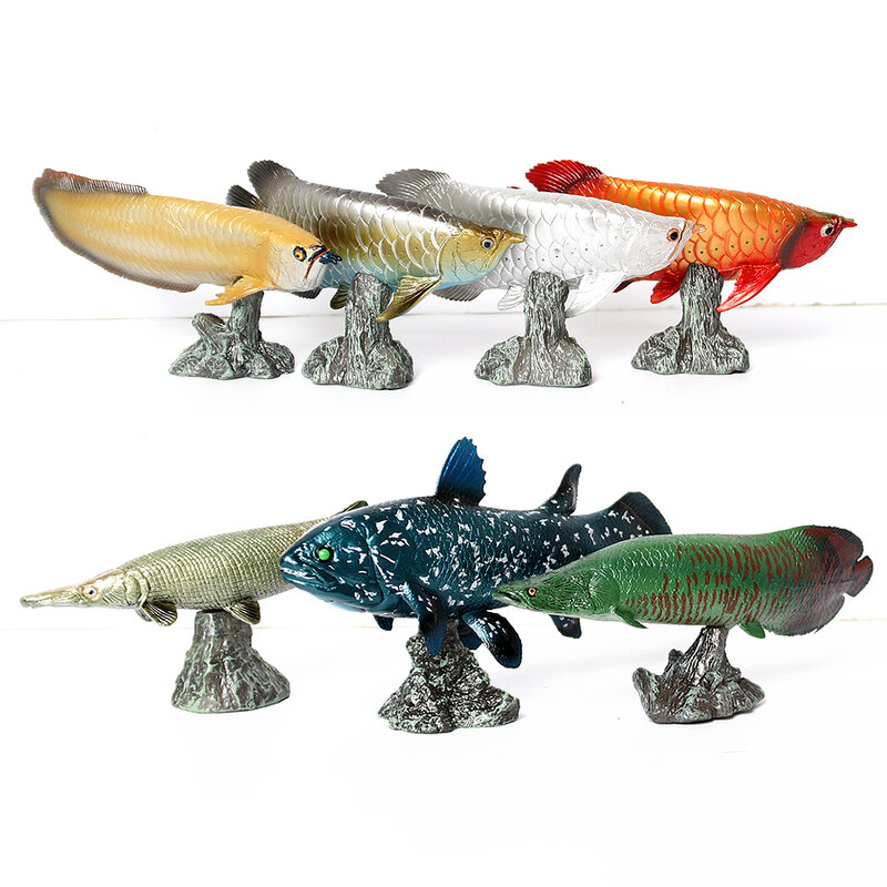تماثيل حيوانات البحر ، لعبة تعليمية ، محاكاة التمساح ، أراوانا ، سمكة الشارة ، سمك السلمون المرقط الملك ، سلطعون ، نماذج قابلة للتحصيل