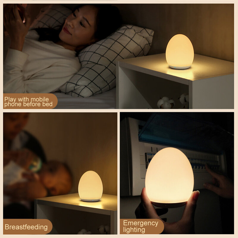LED مصباح سهاري للأطفال البيض شكل لينة سيليكون USB قابلة للشحن ديكور غرفة نوم هدية للأطفال النوم حماية العين اللمس مصباح