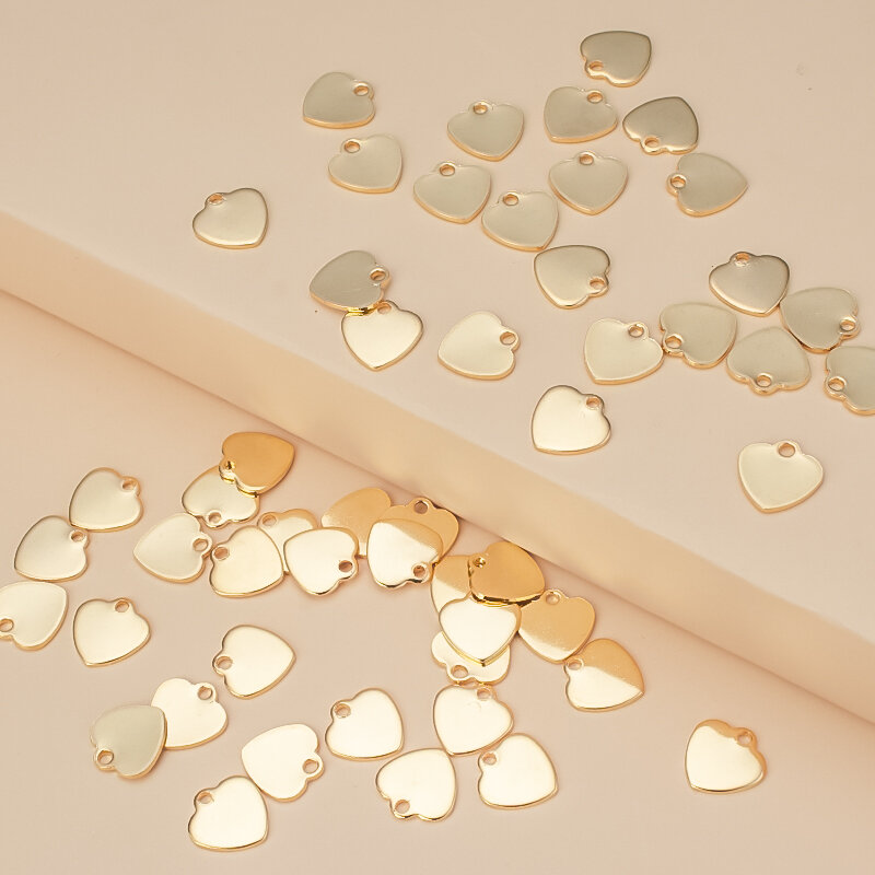 SAUVOO 30 قطعة الفولاذ المقاوم للصدأ دلاية قلب الحب شقة Charms DIY بها بنفسك صنع المجوهرات قلادة الديكور سوار نهاية الذيل حلية