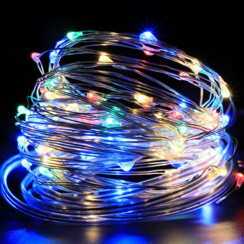 Led سلسلة الجنية أضواء الأسلاك النحاسية سلسلة 5/10 متر عطلة في الهواء الطلق مصباح إكليل لشجرة عيد الميلاد الزفاف ديكور المنزل الطرف