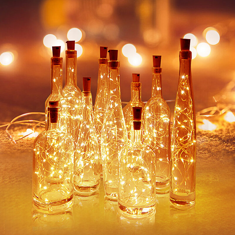 10 قطعة بطارية تعمل بالطاقة الفلين زجاجة ضوء 2 متر مصباح ليد مصباح بار حفلة عيد ميلاد زجاجة نبيذ سدادة ضوء بار (بدون بطارية)