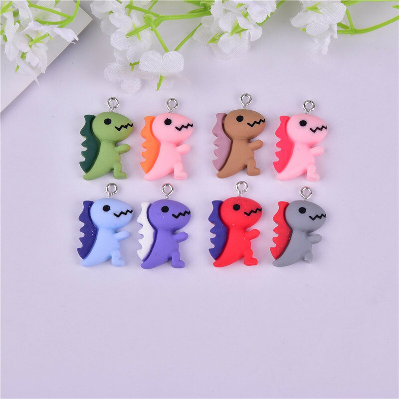 Mix Color 20pcs/pak  3D Dinosaur Colorful  Resin Charms DIY Jewelry DIY Earring  Keychain Making
