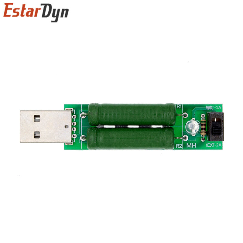USB صغير التفريغ تحميل واجهة المقاوم 2A/1A مع التبديل 1A الأخضر LED 2A الأحمر LED وحدة اختبار الشيخوخة المقاوم