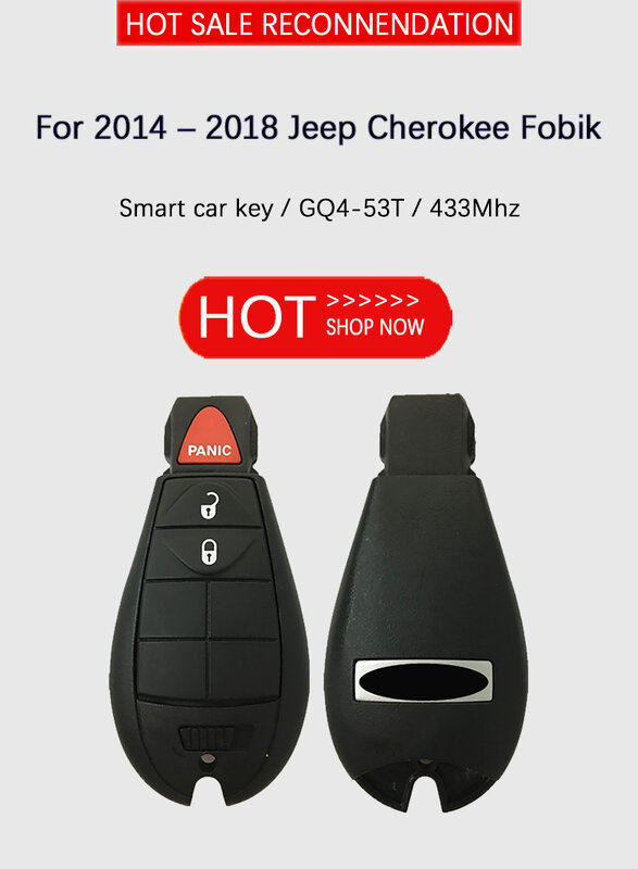 CN086020 الأصلي 3 مفتاح ذكي بزر التحكم ل 2014-2018 جيب شيروكي Fobik مفتاح PCF7961M رقاقة تردد 433Mhz