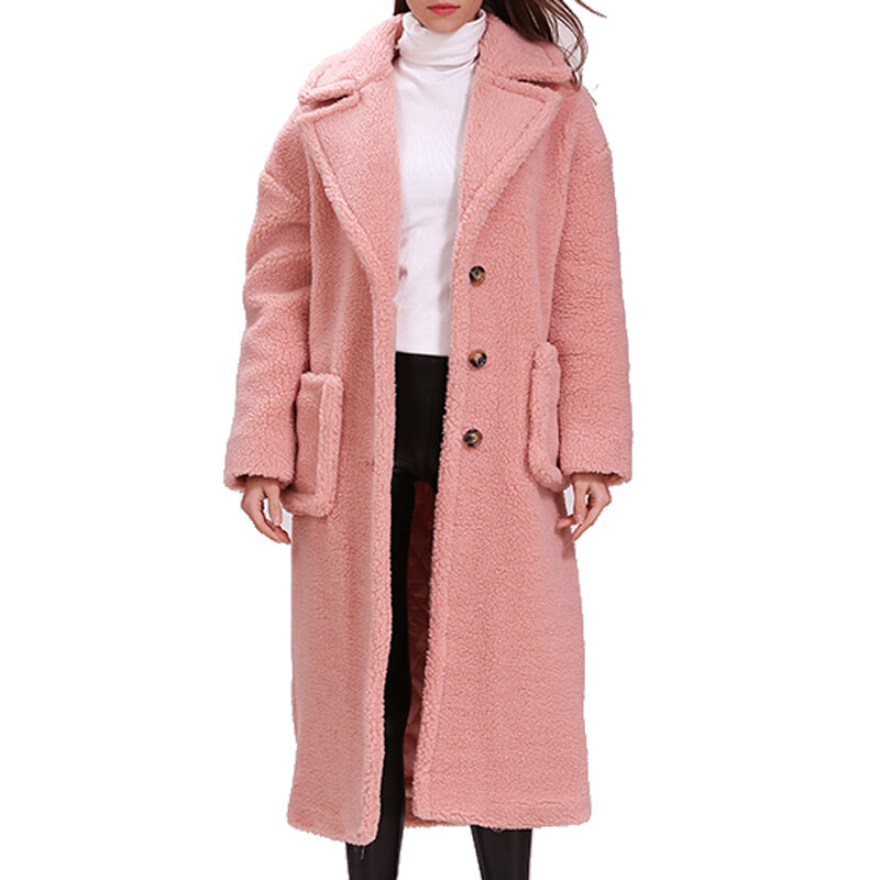 معطف تيدي بير بطول 120 سنتيمتر ، معطف طويل جدًا ، فرو صناعي ، سميك ، دافئ ، فضفاض ، 5 ألوان