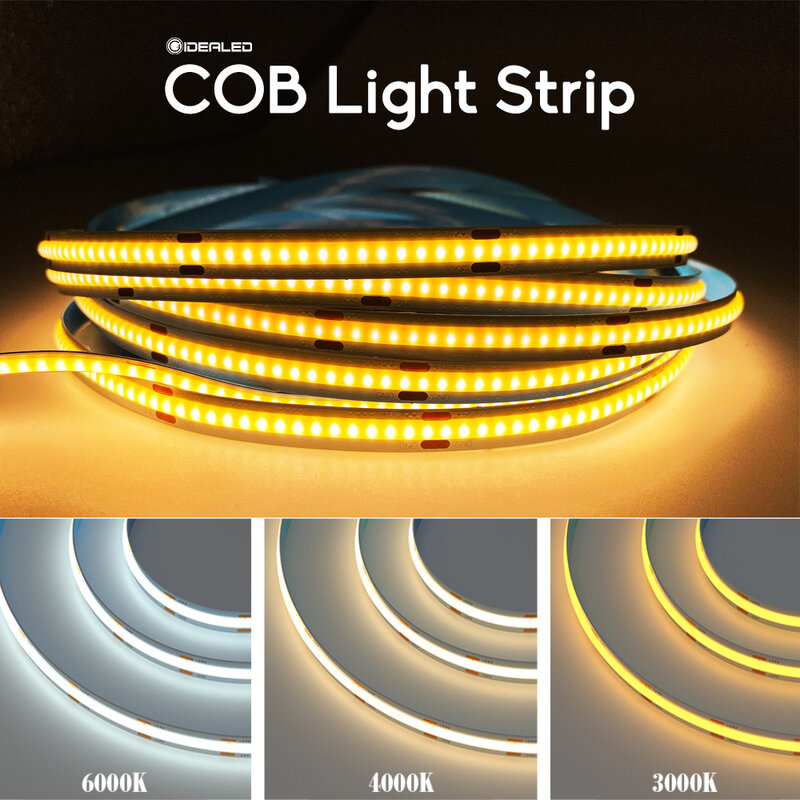 COB Led أضواء ستيرب 8 مللي متر مرنة سلسلة ليلة ضوء DC12V/24 فولت الديكور نوم ديود الشريط إضاءة بيضاء دافئة الغلاف الجوي مصباح