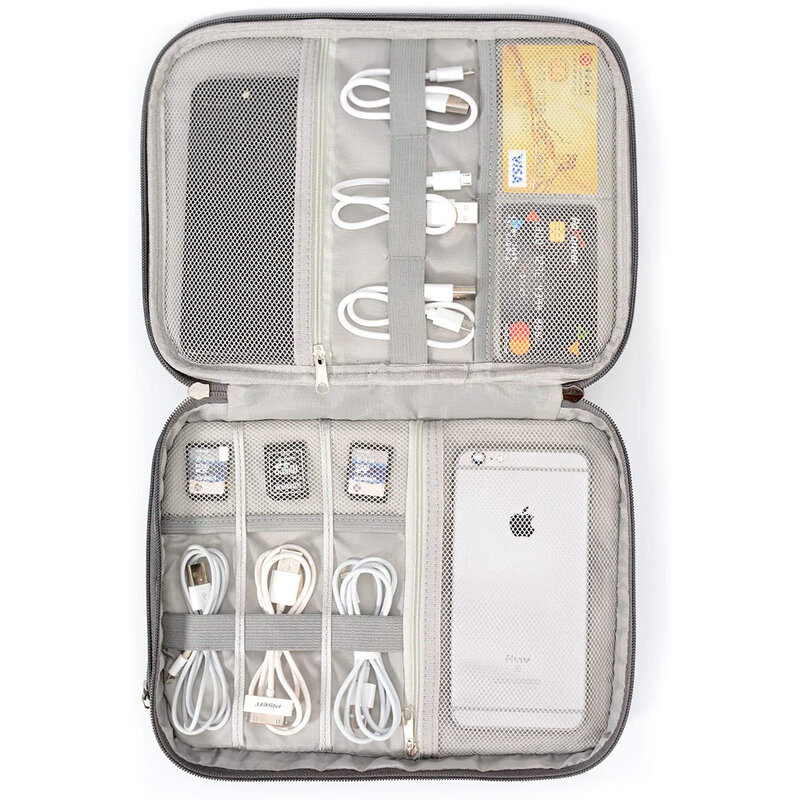 منظم الكابلات حقيبة السفر الملحقات الإلكترونية حمل كاميرا رقمية ، USB ، شاحن ، صندوق حقيبة التخزين بنك الطاقة