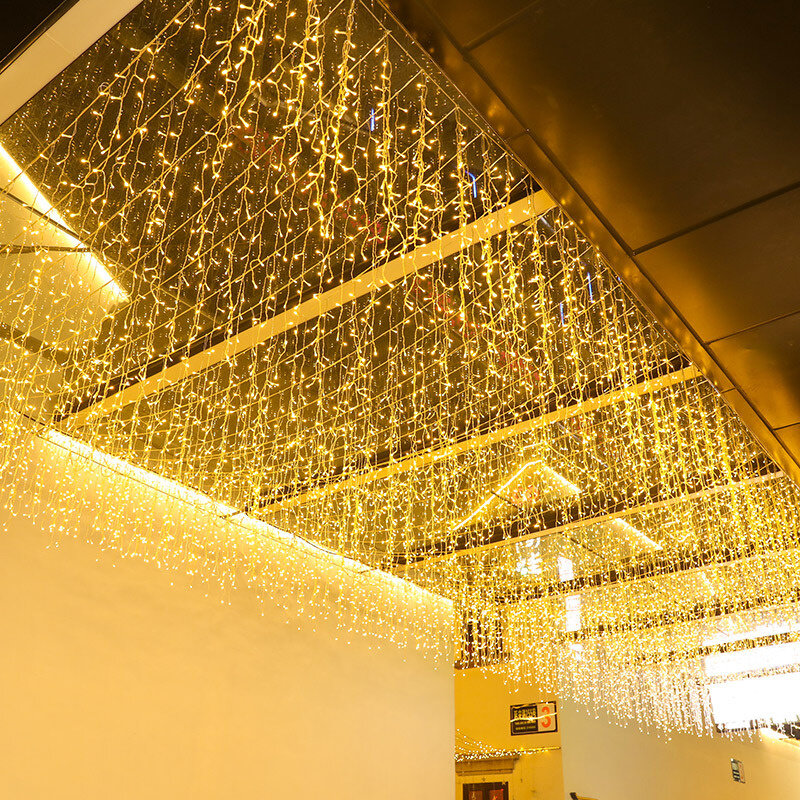40 متر عيد الميلاد جارلاند مصباح LED متدلي الستار سلسلة أضواء تدلى 0.6 متر الجنية أضواء حديقة الشارع في الهواء الطلق ديكور ثابت على 220 فولت