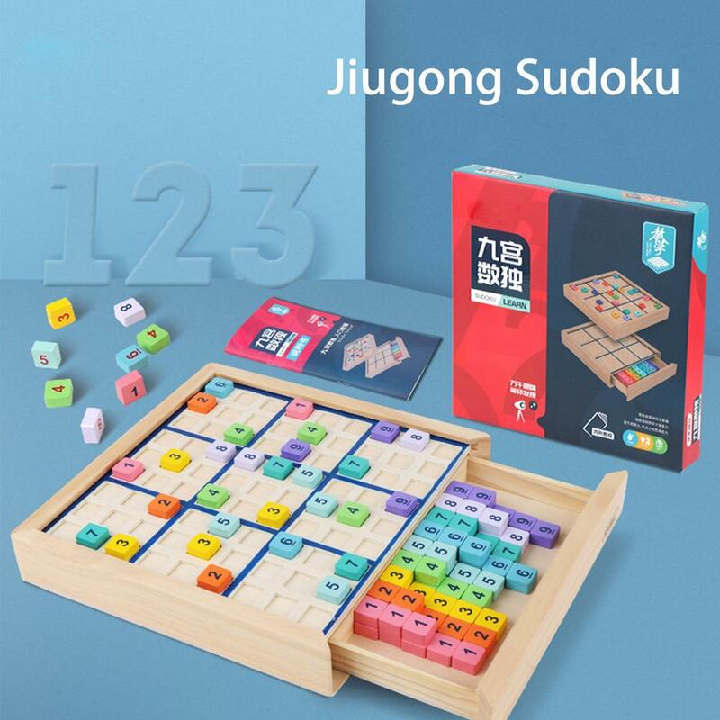 سودوكو لعبة تعليمية ذكية لوحة خشبية ذكية لعبة اللعب المحمولة طفل كتلة ملونة تحسين التفكير المنطقي مهارات الرياضيات