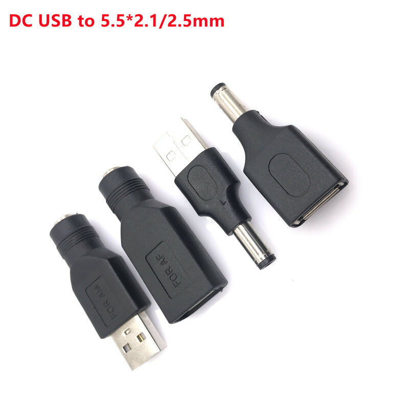 1 قطعة تستخدم عادة USB مجموعة 5.5*2.1 مللي متر أنثى جاك إلى USB 2.0 ذكر التوصيل تيار مستمر الطاقة الذكور إلى موصل سالب محول