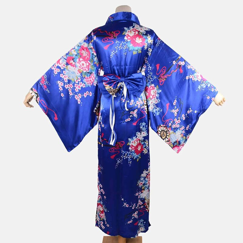 كيمونو السيدات زي الكبار اليابانية جيشا يوكاتا الحلو الأزهار باتن ثوب زهر الحرير رداء النوم مع حزام OBI