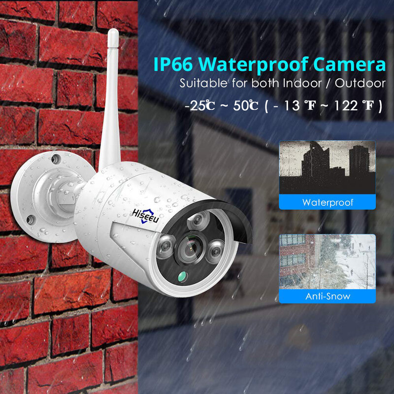 Hiseeu-كاميرا IP لاسلكية للأمن ، ونظام الدوائر التلفزيونية المغلقة ، 3MP ، 1080P ، واي فاي ، في الهواء الطلق ، مقاوم للماء ، وعرض Eseecloud التطبيق ، 5MP