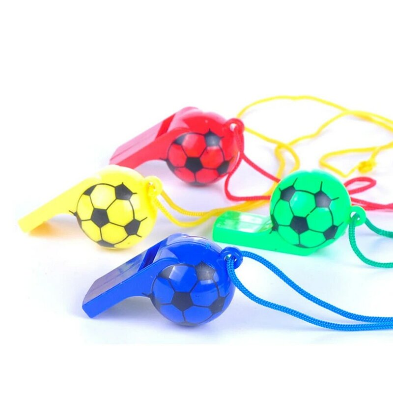 5 قطعة صافرة صغيرة البلاستيك متعددة الوظائف مع حبل طفل كرة القدم كرة القدم الرجبي التشجيع صافرة الأطفال هدايا لون عشوائي