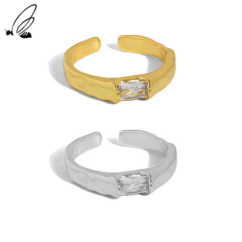 S'STEEL 925 فضة تصميم بسيط الزركونيوم مطعمة الملمس خاتم هدية للنساء الزفاف 2021 غرامة مجوهرات اكسسوارات