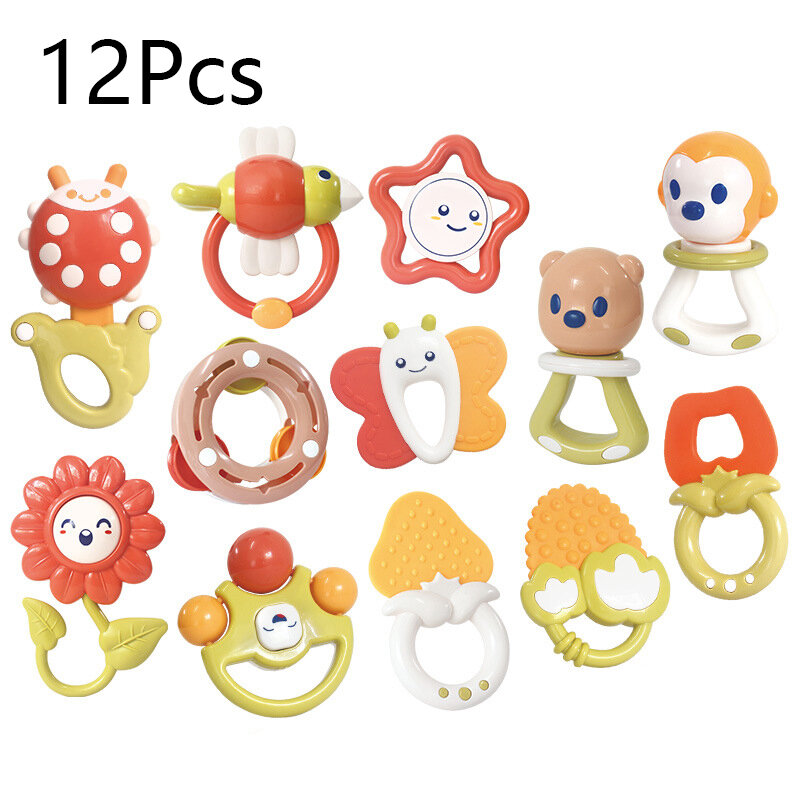6-13 قطعة ألعاب الأطفال الرضع خشخيشات الوليد الطفل اليد جرس التنموية ABS ألعاب الأطفال 0-12 أشهر