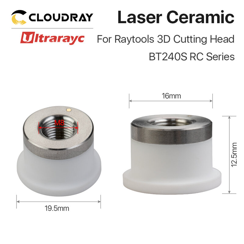 Ultrarayc الليزر السيراميك من ثلاثية الأبعاد قطع رئيس Dia.19.5mm الموضوع M8 ارتفاع 12.5 مللي متر حامل فوهة ل raytool BT240S RC سلسلة