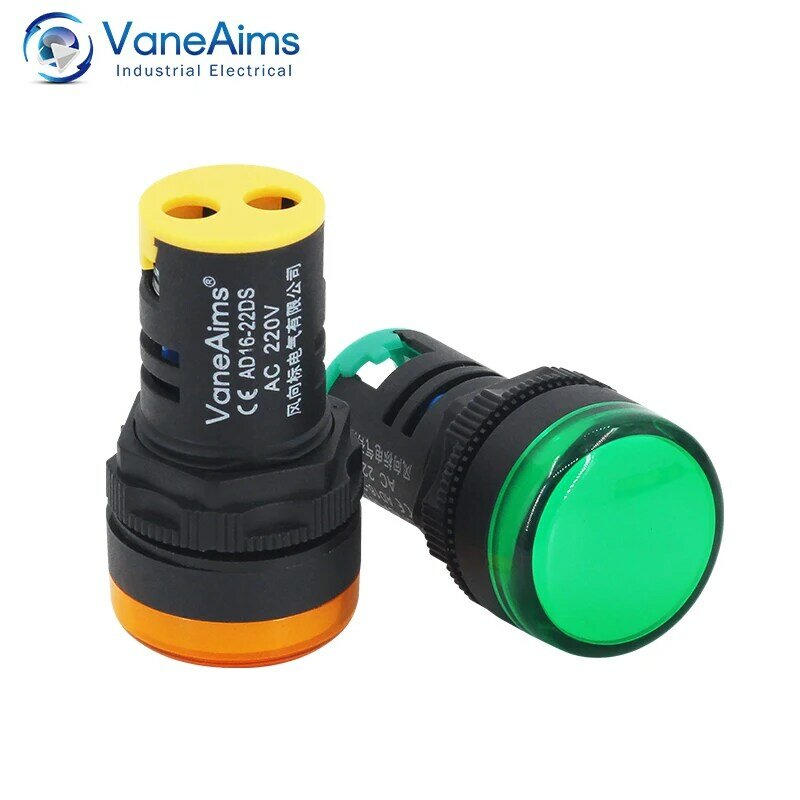 VaneAims البلاستيك مصباح إشارة الطاقة AD16-22DS مؤشر LED صغير ضوء الخرز 12 فولت 24 فولت 220 فولت الأحمر الأبيض الأخضر الأزرق والأصفر