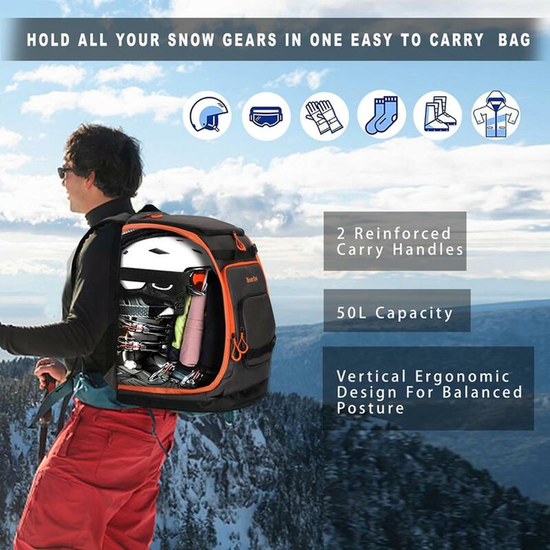 سواربومة-حقيبة بوت للتزلج مع حقيبة مقاومة للماء قابلة للتعديل ، حقيبة ظهر للتزلج ، أحذية ، خوذة ، ملابس ، سعة كبيرة ، يمكن وضعها ، 65L