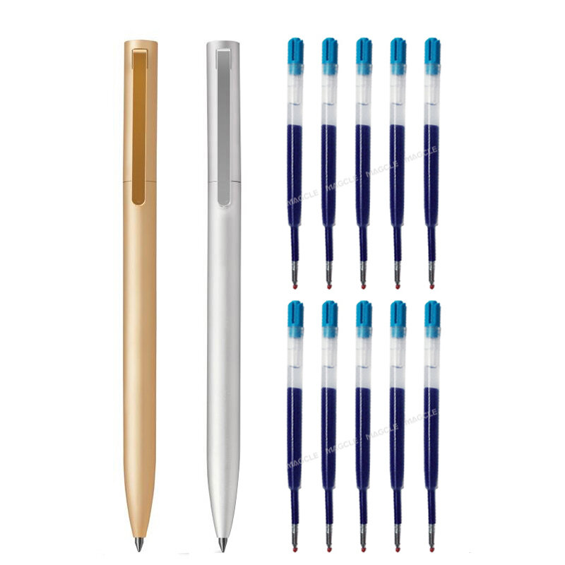 قلم إشارة معدني مع عبوة أقلام Xiaomi المعدنية ، قلم 0.5 مللي متر ، حبر أسود/أزرق/أحمر ، دوران ناعم ، مفتاح منخفض ، أنيق ، للأعمال