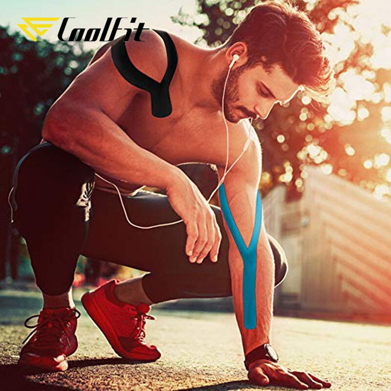 CoolFit-شريط علم الحركة للشفاء الرياضي ، شريط مرن للركبة لتخفيف آلام العضلات ودعم الصالة الرياضية وضمادات اللياقة البدنية